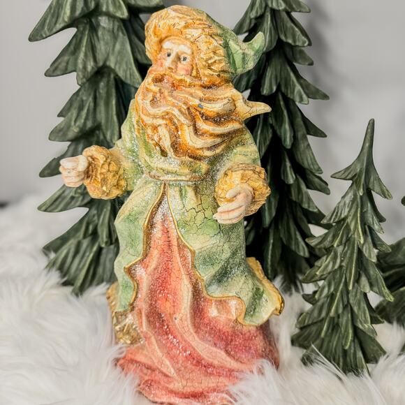 Victorian Santa/Father Christmas Tabletop Decor in Pastel Hues Light Glitter-12” - Picture 4 of 10
